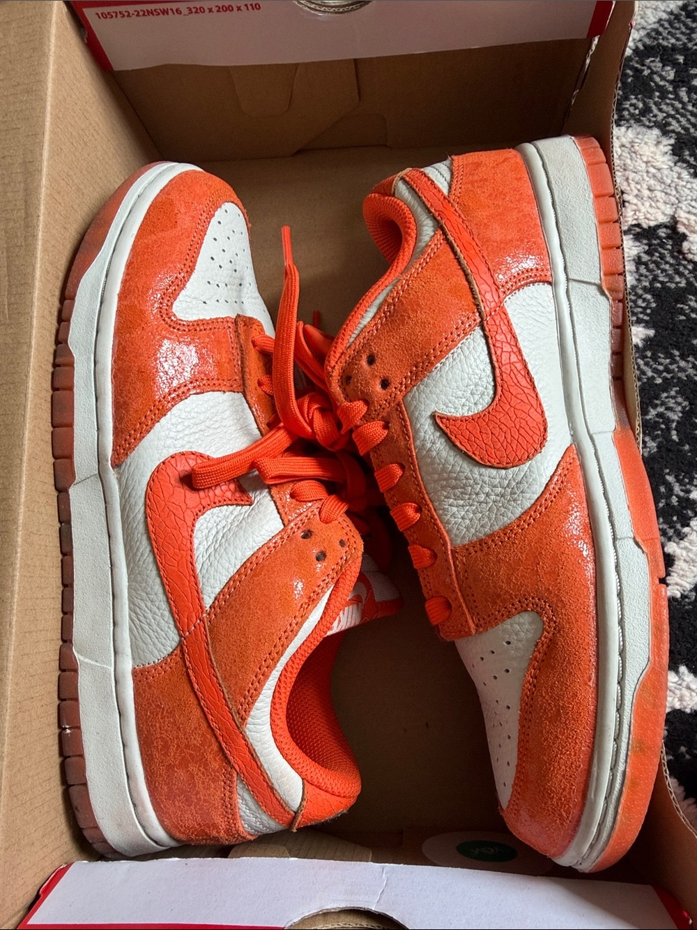 Nike Women’s Orange and White Low-Top Sneakers with Swoosh